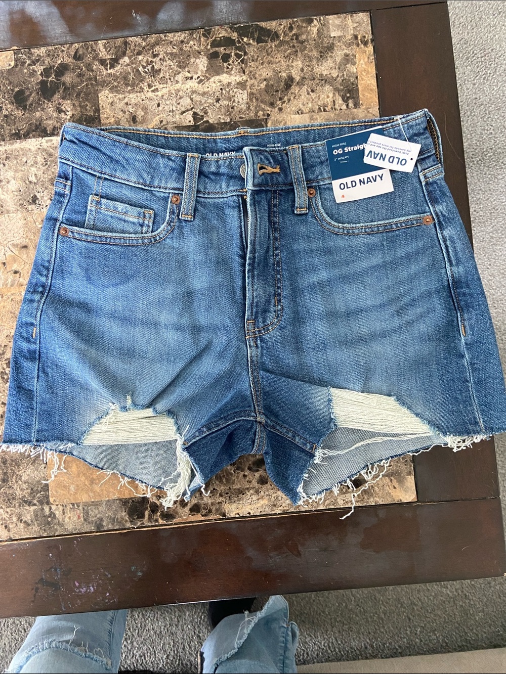 Old Navy Blue Distressed High-Rise Denim Shorts